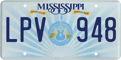 MS license plate LPV948
