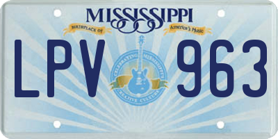 MS license plate LPV963