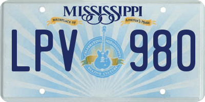 MS license plate LPV980