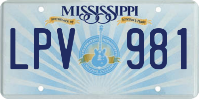MS license plate LPV981
