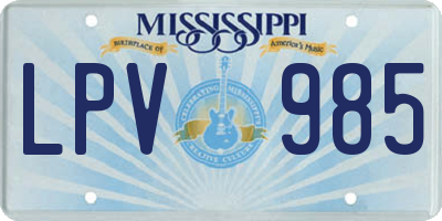 MS license plate LPV985