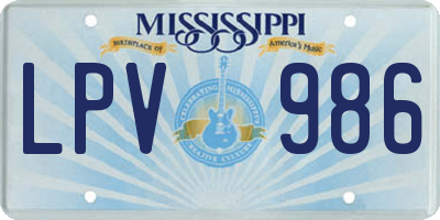 MS license plate LPV986