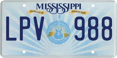 MS license plate LPV988