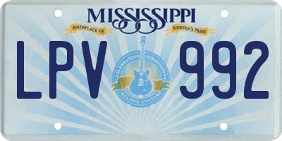 MS license plate LPV992