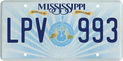 MS license plate LPV993
