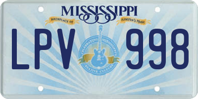 MS license plate LPV998