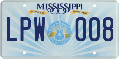 MS license plate LPW008