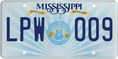 MS license plate LPW009
