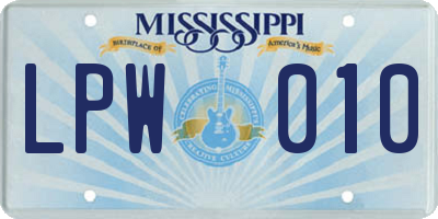 MS license plate LPW010