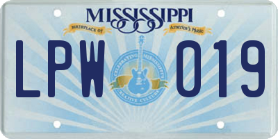 MS license plate LPW019