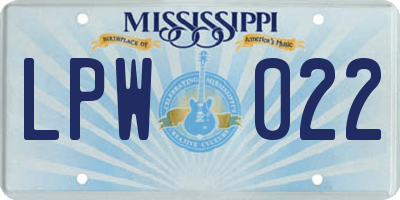 MS license plate LPW022