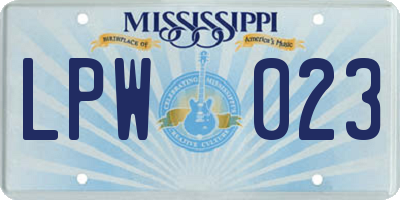 MS license plate LPW023