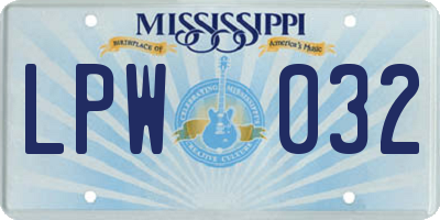 MS license plate LPW032