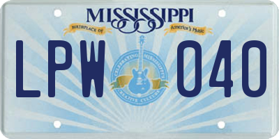 MS license plate LPW040