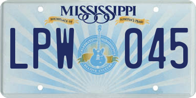 MS license plate LPW045