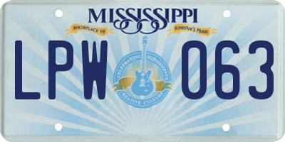 MS license plate LPW063