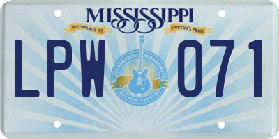 MS license plate LPW071