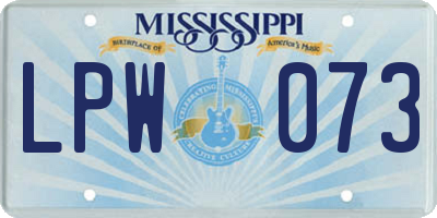 MS license plate LPW073