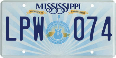 MS license plate LPW074