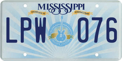MS license plate LPW076