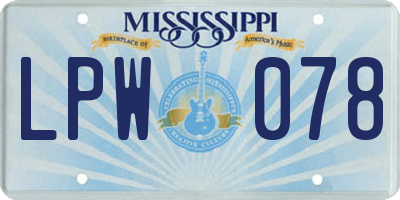 MS license plate LPW078