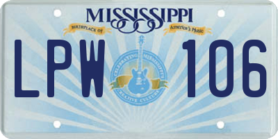 MS license plate LPW106