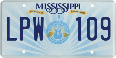 MS license plate LPW109