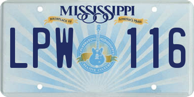 MS license plate LPW116