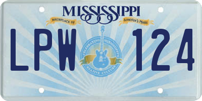 MS license plate LPW124
