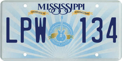 MS license plate LPW134