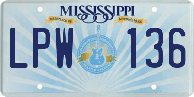 MS license plate LPW136