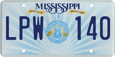 MS license plate LPW140
