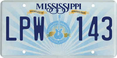 MS license plate LPW143