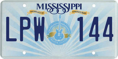MS license plate LPW144