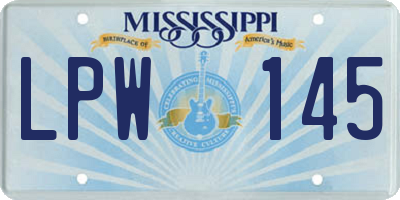 MS license plate LPW145