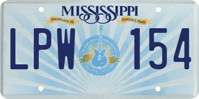 MS license plate LPW154