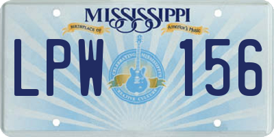 MS license plate LPW156