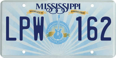 MS license plate LPW162