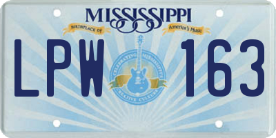MS license plate LPW163
