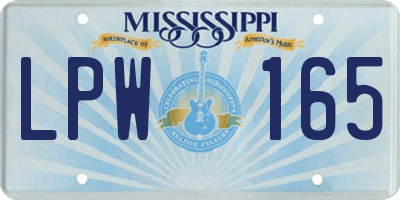 MS license plate LPW165