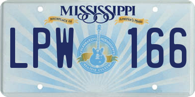 MS license plate LPW166