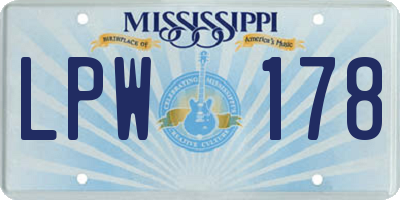 MS license plate LPW178