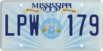 MS license plate LPW179