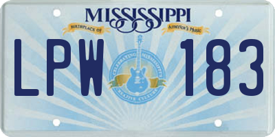 MS license plate LPW183