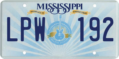 MS license plate LPW192