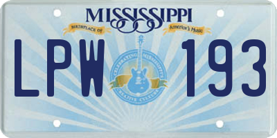 MS license plate LPW193