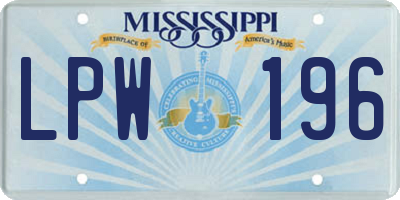 MS license plate LPW196