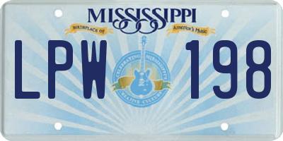 MS license plate LPW198