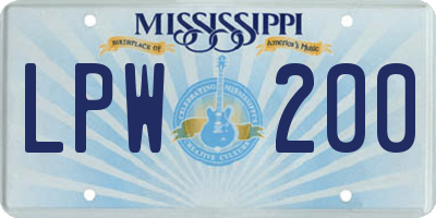 MS license plate LPW200