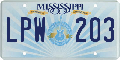 MS license plate LPW203